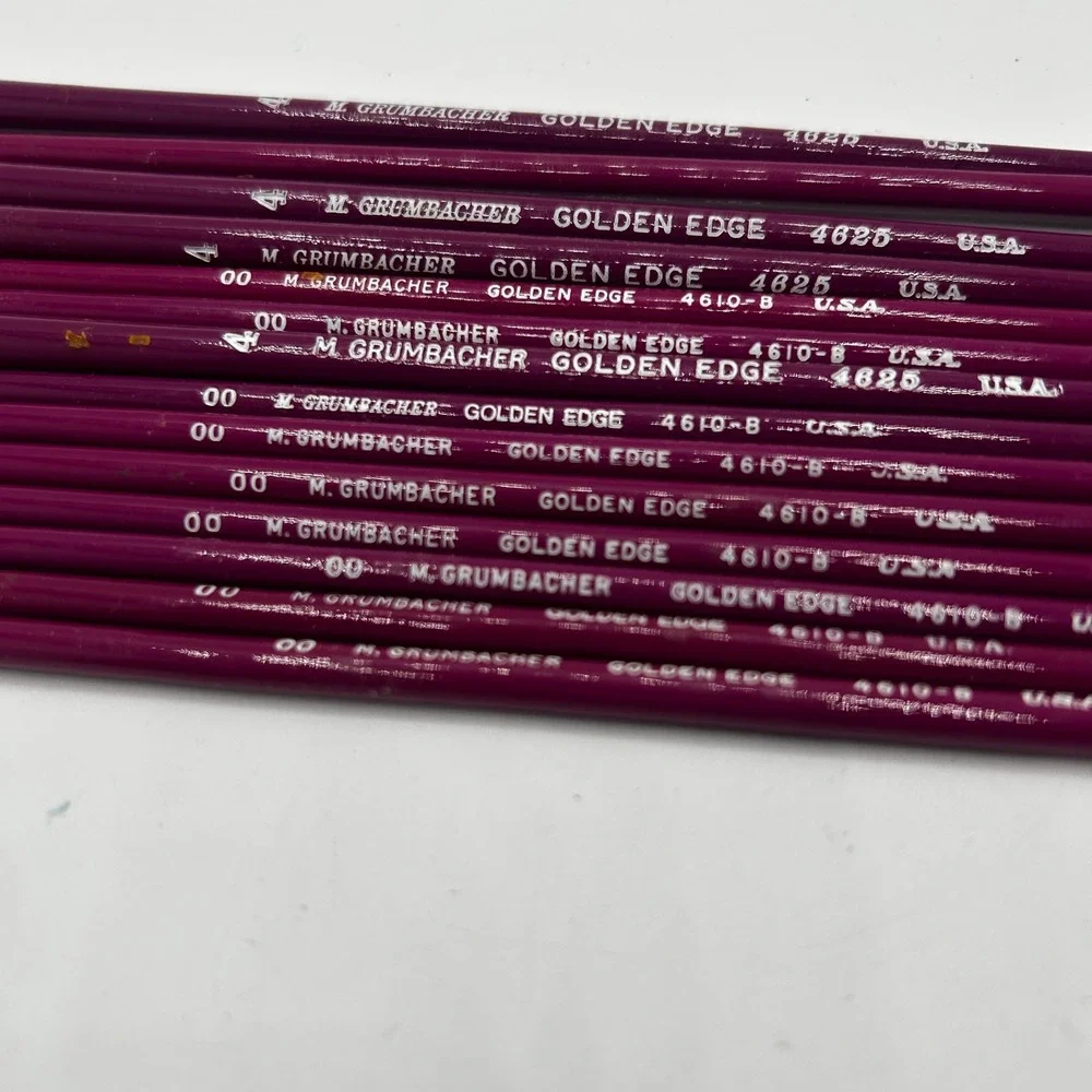 M. Grumbacher Golden Edge Paint Brush Set 15pc Round Liner 4 00 Purple Excellent